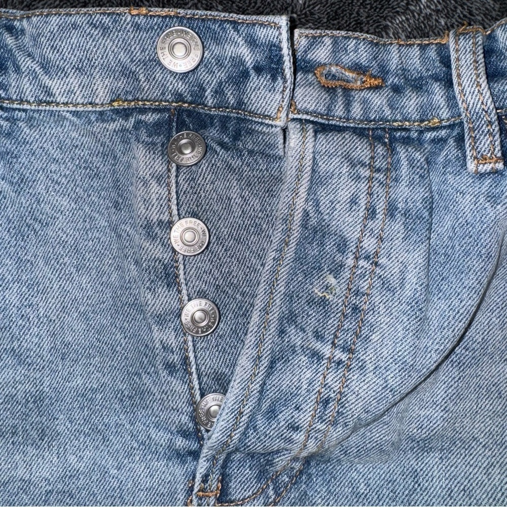 We The Free Light Wash Denim Raw Hem Cut Off Micro Mini Skirt - Picture 7 of 12